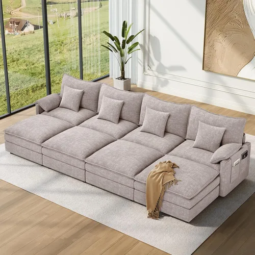 Miniatura 88 de Vesgantti 2 Piece Loveseat & 3 Seater Sofa Set, Modular Cloud Couch, Beige