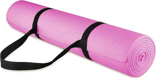 Miniatura 14 de Signature Fitness Esterilla de yoga multiusos de 1/4 de pulgada de alta densidad antidesgarro con correa de transporte con bloques de yoga
