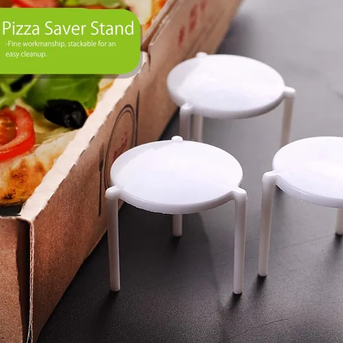 Miniatura 6 de Toyvian 100pcs soporte blanco plástico pizza trípode pila para restaurante contenedor pizza cajas