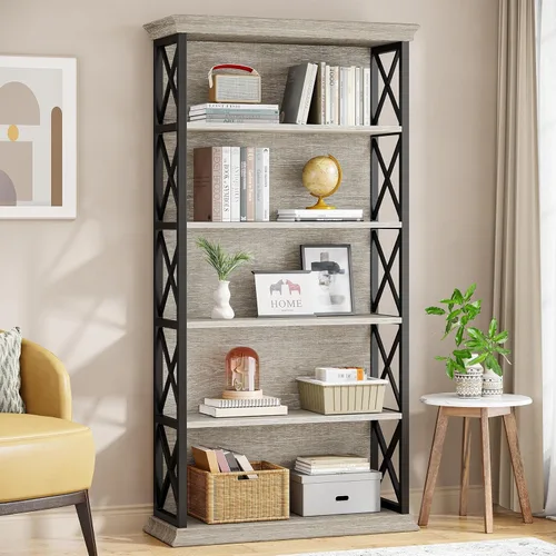 Miniatura 12 de Tribesigns Estantería de 6 niveles, 71 pulgadas, estanterías y librerías industriales, estanterías de almacenamiento de 5 niveles de pie, estantería