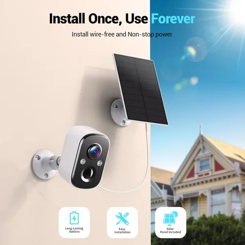 Miniatura 2 de Techage Cámaras de seguridad solares inalámbricas para exteriores, cámaras WiFi alimentadas por batería 2K para seguridad en el hogar con detección