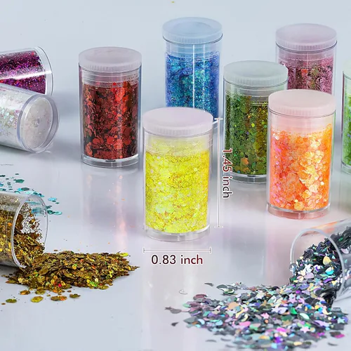 Miniatura 4 de Mezcla holográfica de purpurina gruesa y fina, 45 colores de purpurina artesanal para artes de resina epoxi, purpurina iridiscente, brillo cosmético