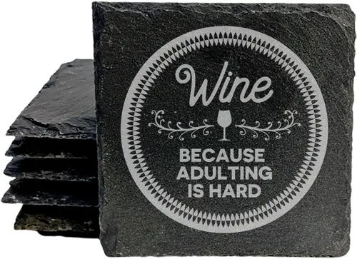 Miniatura 26 de Wine Not? Hilarious Drinking Wine is My Hobby Slate Coasters - Round Slate - Set of 8 Drinking Wine is Not My Habit