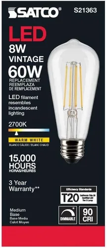 Miniatura 6 de Satco S21363 8ST19/CL/LED/927/E26-Paquete de 6