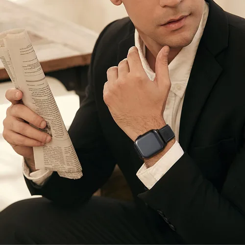 Miniatura 6 de SUNFWR Correas de cuero compatibles con Apple Watch de 1.61, 1.57, 1.5 pulgadas para hombres y mujeres, correa de repuesto de cuero genuino de grano