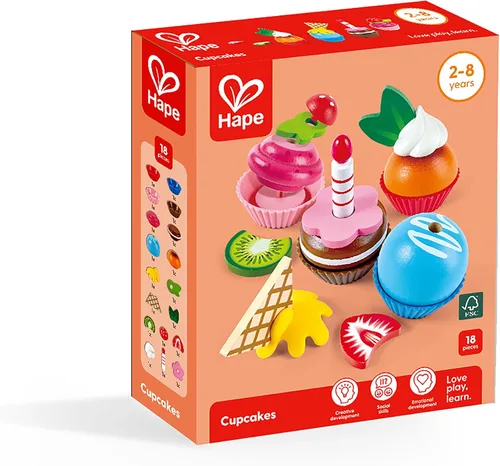 Miniatura 7 de Hape Cupcakes Magdalenas de madera coloridas, juguete de cocina para niños