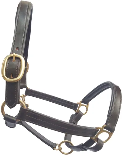 Miniatura 2 de Saddlesworld Cabestro de cuero con triple costura Cabestro hecho a mano para caballos Cuenta con una garganta enrollada con broches Viene