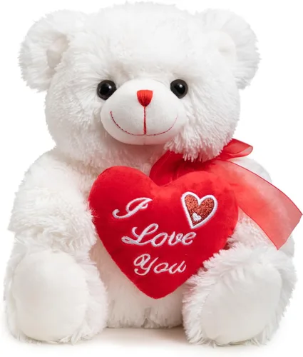 Miniatura 10 de HollyHOME Oso de Peluche Oso de Rosa Oso de Peluche Suave con Sobre Rojo de Felpa Suave Juguetes de Vacaciones Regalo 30 cm Blanco