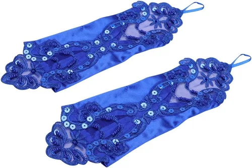 Miniatura 4 de Guantes de encaje floral sin dedos para novia, con lentejuelas, para mujer, ropa de mano, boda, graduación, fiesta, manoplas vintage