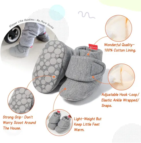 Miniatura 187 de Sawimlgy - Botines de algodón antideslizantes para recién nacido, con agarre, para cuna o para el invierno