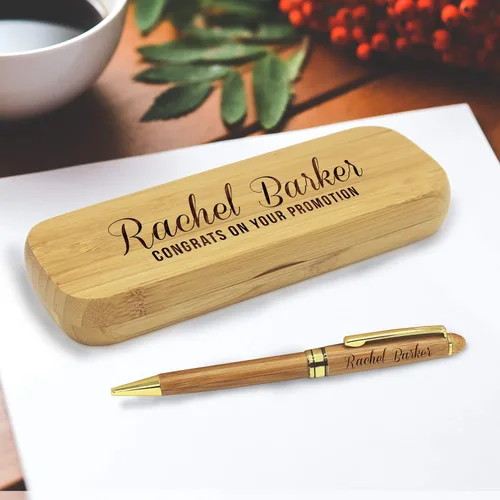 Miniatura 3 de Bolígrafo personalizado de My Personal Memories grabado con estuche personalizado - Juego de bolígrafos de madera para abogados, médicos, maestros