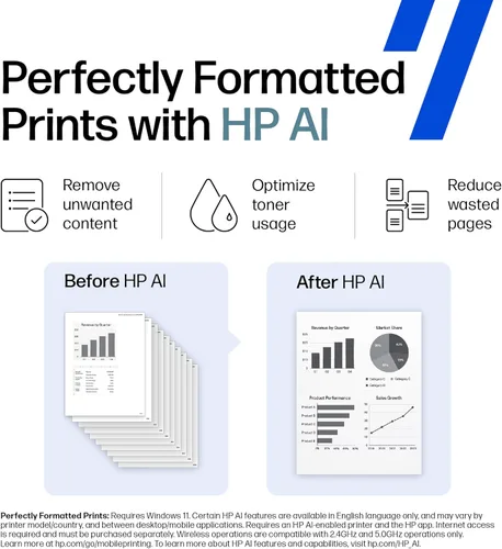 Miniatura 3 de Impresora inalámbrica en blanco y negro HP LaserJet M110w, impresión, velocidades rápidas, configuración fácil, impresión móvil, ideal para equipos