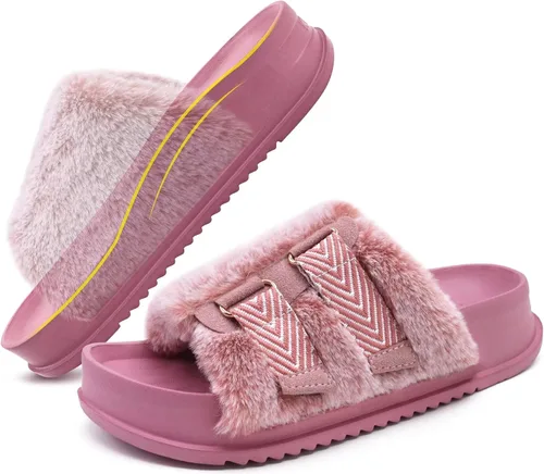 Miniatura 20 de KuaiLu Pantuflas ortopédicas para mujer con soporte de arco, sandalias acolchadas suaves para mujer, sandalias de moda con punta abierta, de piel