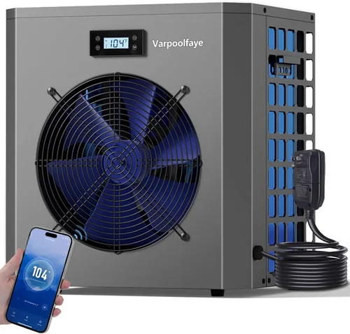 Calentador eléctrico de piscina de 16,000 BTU para piscina sobre el suelo, bomba de calor de piscina de 120 V, control WiFi, eficiencia energética