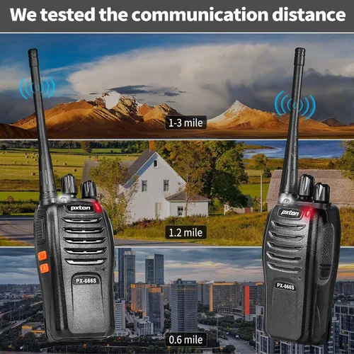 Miniatura 2 de pxton walkie talkies, 666S walkie talkies para adultos de largo alcance recargable con auriculares y batería de iones de litio, radios de 2 vías