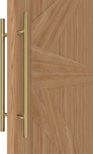 Manijas Redondas de Puerta de Granero de Titanio Dorado 12"/24"/36"/48"/59", Manija Larga de Puerta Francesa de Empujar y Tirar de Doble Cara,