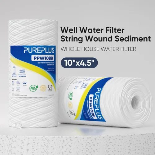 Miniatura 2 de PUREPLUS Filtro de sedimentos para heridas de cuerda para toda la casa de 25 micrones, 10 x 4.5 para agua de pozo, cartucho de repuesto para 84637