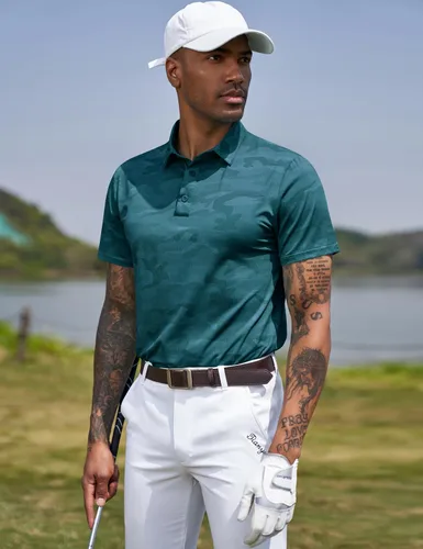 Miniatura 79 de TAPULCO Camisetas tipo polo de secado rápido para hombre, diseño de camuflaje, atléticas, ligeras, transpirables, casuales, para golf