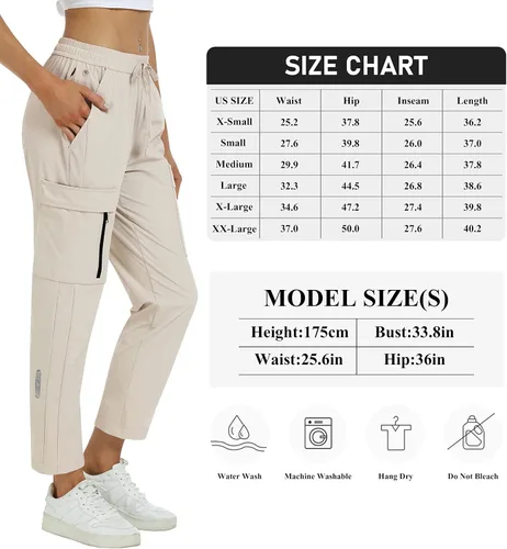 Miniatura 7 de MoFiz Pantalones de senderismo para mujer de secado rápido ligeros pantalones de tobillo con bolsillos