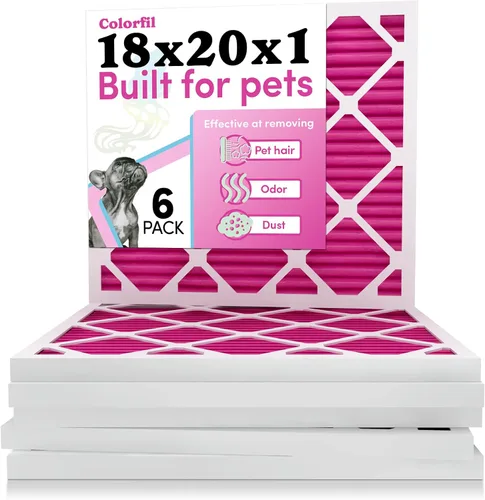 Miniatura 25 de Colorfil - Filtro de aire de 18 x 18 x 1 pulgadas, filtros que cambian de color para olores de gatos y perros, filtro de aire acondicionado MERV 8