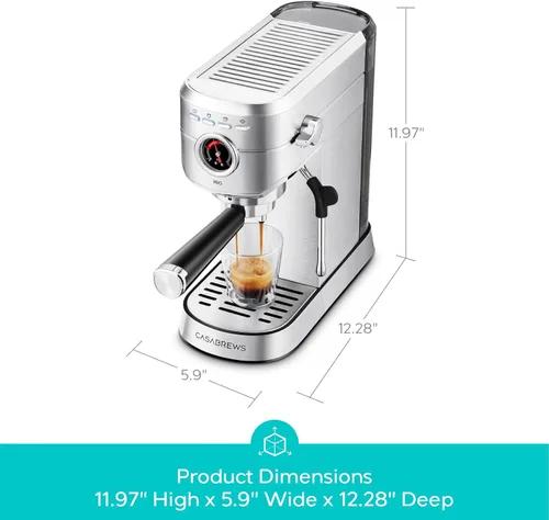 Miniatura 6 de CASABREWS 5418 PRO - Máquina de café espresso de 20 bares, cafetera de café mejorada con potente espumador de leche a vapor, cafetera de acero
