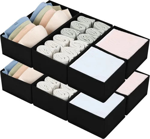 Miniatura 42 de DIMJ Organizadores de Cajones para Ropa, Juego de 4 Contenedores Organizadores para Cómoda, Organizadores de Armario de Tela y Almacenamiento