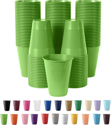 Miniatura 21 de Exquisitos vasos de plástico Party Solids de 12 onzas para suministros de fiesta, paquete de 50 vasos desechables amarillos de plástico, vasos