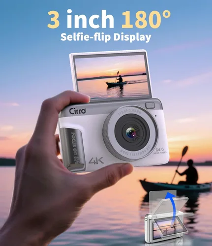 Miniatura 7 de Cámara digital nativa 4K real 21MP CMOS 64MP Imágenes Cámara de vlogging de pantalla abatible de 3 pulgadas con micrófono incorporado 16 filtros