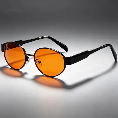 Miniatura 11 de Lentes de sol ovalados retro para mujeres y hombres, lentes de sol ovalados de metal de los años 90, tonos vintage
