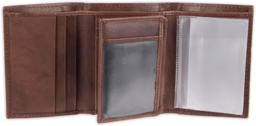 Miniatura 2 de Kenneth Cole Billetera de cuero RFID para hombre, delgada, triple pliegue con ventana de identificación y ranuras para tarjetas