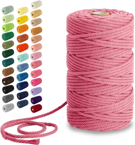 Miniatura 99 de Nook Theory - Cuerda de macramé de 3 mm, 220 yardas de cuerda de algodón, hilo de 4 mm y 5 mm, cuerda para manualidades, perfecta para colgantes