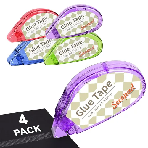 Secopad Cinta para álbum de recortes, paquete de 4 rodillos de cinta de doble cara para manualidades, pegamento adhesivo, suministros para álbumes