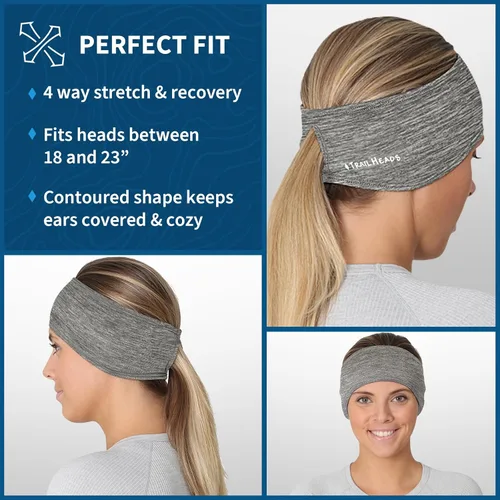 Miniatura 5 de TrailHeads - Diadema para mujer, diseño de cola de caballo, con banda para la oreja que absorbe la humedad, ideal para correr