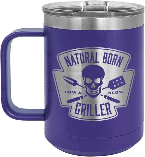 Miniatura 14 de Natural Born Griller RED 15 oz Coffee Cup w/Slide Top Lid Insulated Travel Coffee Mug BBQ & Grilling Gift Idea For Men Who Have Everything, Dad