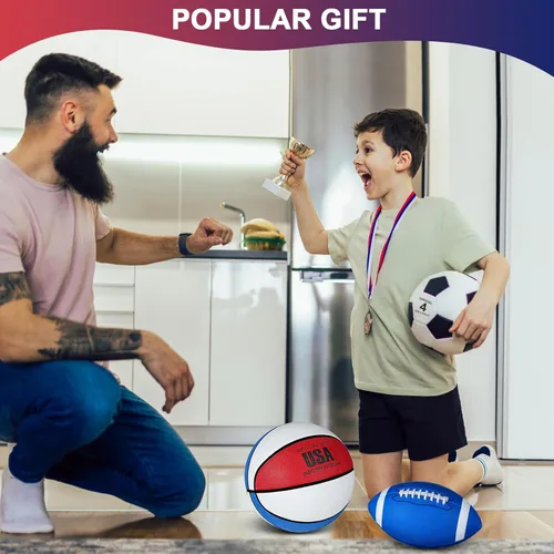 Miniatura 5 de Libima Juego de 3 pelotas deportivas para niños y adolescentes, incluye tamaño oficial, baloncesto, fútbol, fútbol con bomba y bolsa de transporte