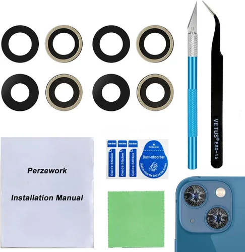 2 Unidades OEM trasera lente de la cámara trasera reemplazo de cristal para iPhone 13 y iPhone 13 Mini con adhesivo preinstalado y kit de iPhone 13