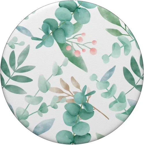 Miniatura 3 de Hojas de ramas florales de acuarela de eucalipto con flor verde PopSockets intercambiables PopGrip