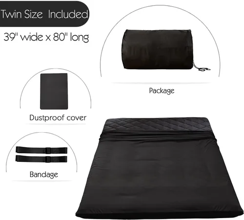 Miniatura 3 de MAXYOYO Colchón de suelo tipo futón japonés, cubrecolchón extra grueso para cama individual, enrollable, plegable, esterilla única, patrón de Negro