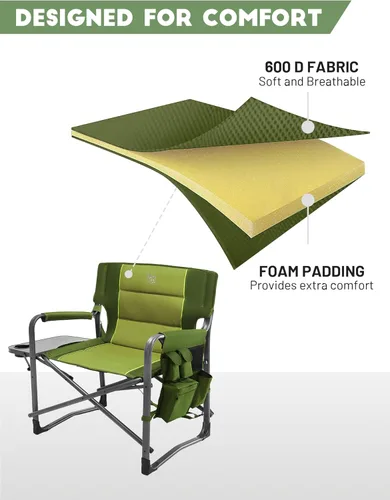 Miniatura 5 de Timber Ridge Sillas de director XXL mejoradas de gran tamaño con mesa auxiliar plegable, bolsillo lateral desmontable, silla de campamento plegable