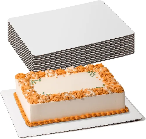 Miniatura 11 de Fit Meal Prep [Paquete de 20] Tableros para Pasteles Rectangulares de Cartón Dorado de 14x10 pulgadas, Cuarto de Hoja Desechables, Pizza, Postres