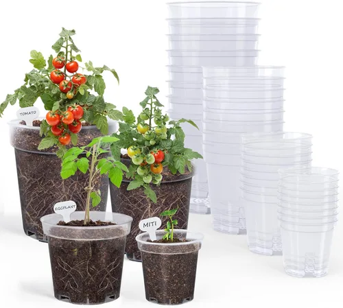 Miniatura 11 de homenote Macetas de vivero, paquete de 30, maceta de 3/4/5 pulgadas para plantar, macetas transparentes para plantas, plántulas de plástico