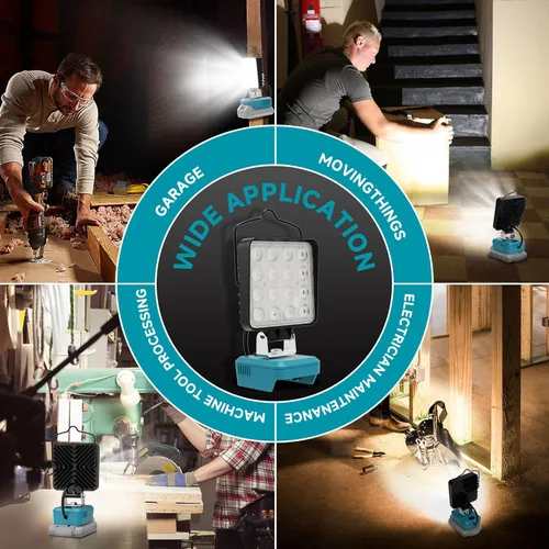 Miniatura 6 de 2 piezas de luz LED de trabajo para batería Makita de 18 V, luz de batería para herramientas Makita 18 V portátil al aire libre iluminación