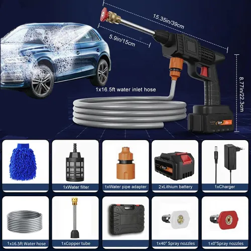 Miniatura 4 de Lavadora a presión de mano, lavadora a presión de mano, 6 en 1, portátil, inalámbrica, con manguera desmontable de 16 pies para automóvil, jardín