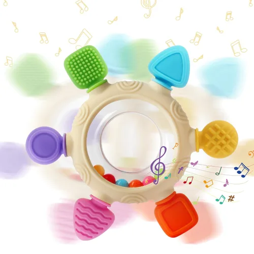 Miniatura 6 de Anillos de dentición para bebés de 0 a 6 a 12 meses, sonajero de animales, juguetes sensoriales para bebés de 0 a 24 meses, alivio de mordedores