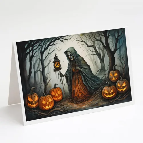 Miniatura 78 de Caroline's Treasures DAC2223GCA7P - Tarjetas de felicitación y sobres de Halloween espeluznantes de gato negro, paquete de 8 tarjetas en blanco