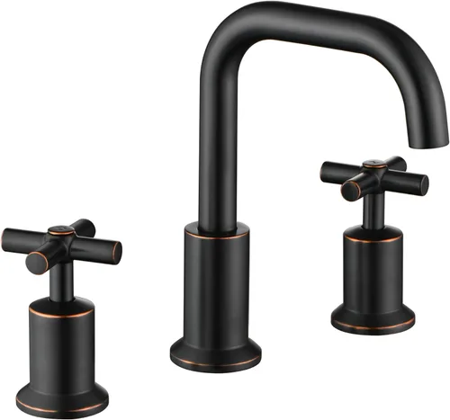 Miniatura 12 de Grifo de baño generalizado de dos manijas, grifos de baño para fregadero de 3 agujeros con drenaje emergente push up, 2 manijas, grifo de fregadero