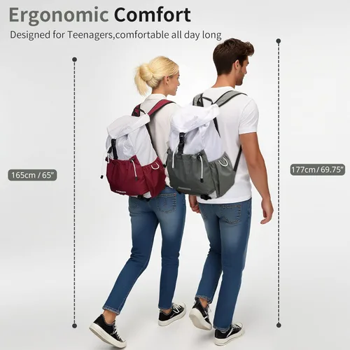 Miniatura 7 de Mochila con cordón para adolescentes y niños, mochila para laptop de 17 pulgadas, bonita mochila de regreso a clases, mochila casual para escuela