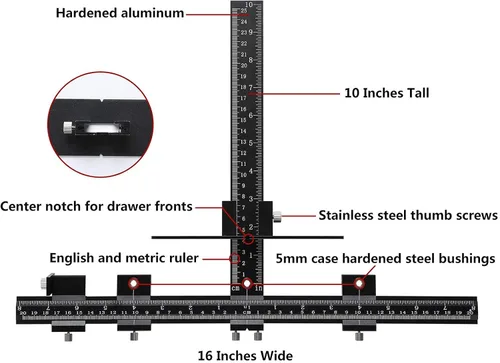 Miniatura 4 de Herramienta de plantilla de hardware de gabinete de aleación de aluminio, herramienta de plantilla de guía de taladro ajustable para la instalación