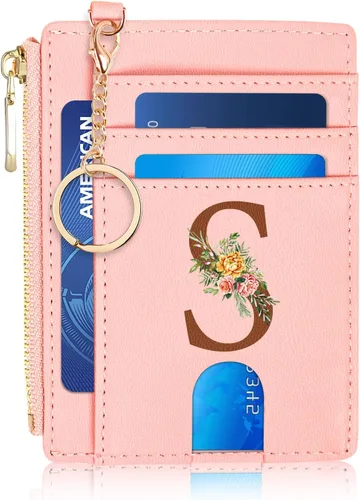 Miniatura 11 de Tarjetero para mujer minimalista y delgado con bolsillo frontal, bloqueo RFID, cartera compacta con ventana para identificación y bolsillo