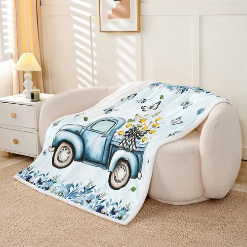 Miniatura 3 de Manta de perro de dibujos animados para niños, manta de vellón con mariposas y girasoles para decoración de dormitorio, sofá, dormitorio, manta